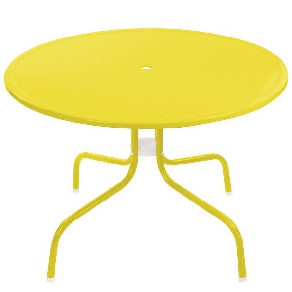 39.25-Inch Outdoor Retro Metal Tulip Dining Table， Yellow