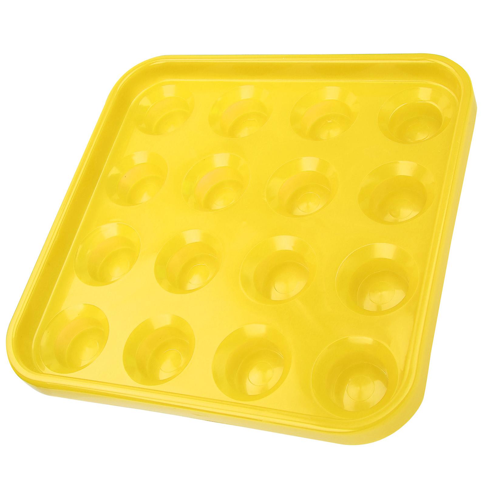 Black Plastic Billiard Ball Tray 16 Holes Storage Holder Box Billiards Accessories Yellow