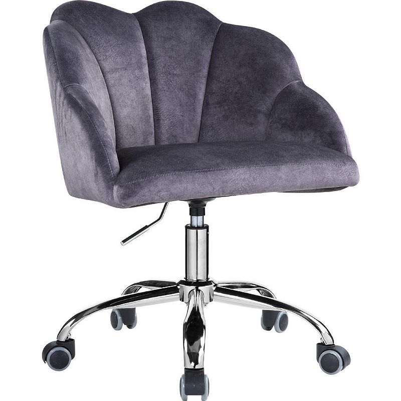 Swivel Office Chair with Shell Design Backrest， Gray and Chrome