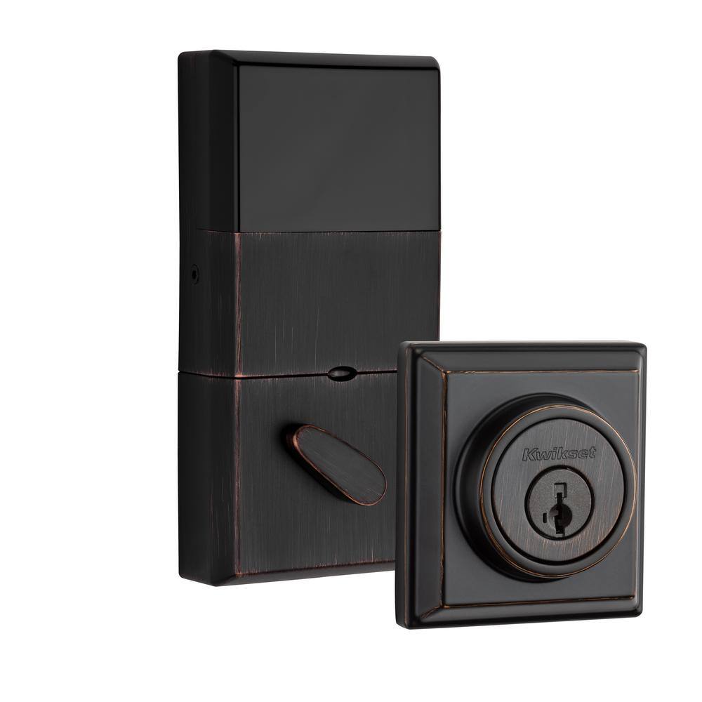 Kwikset 910 Signature Series Contemporary Venetian Bronze Single Cylinder Deadbolt with Home Connect Technology 910 S CNT ZW 11