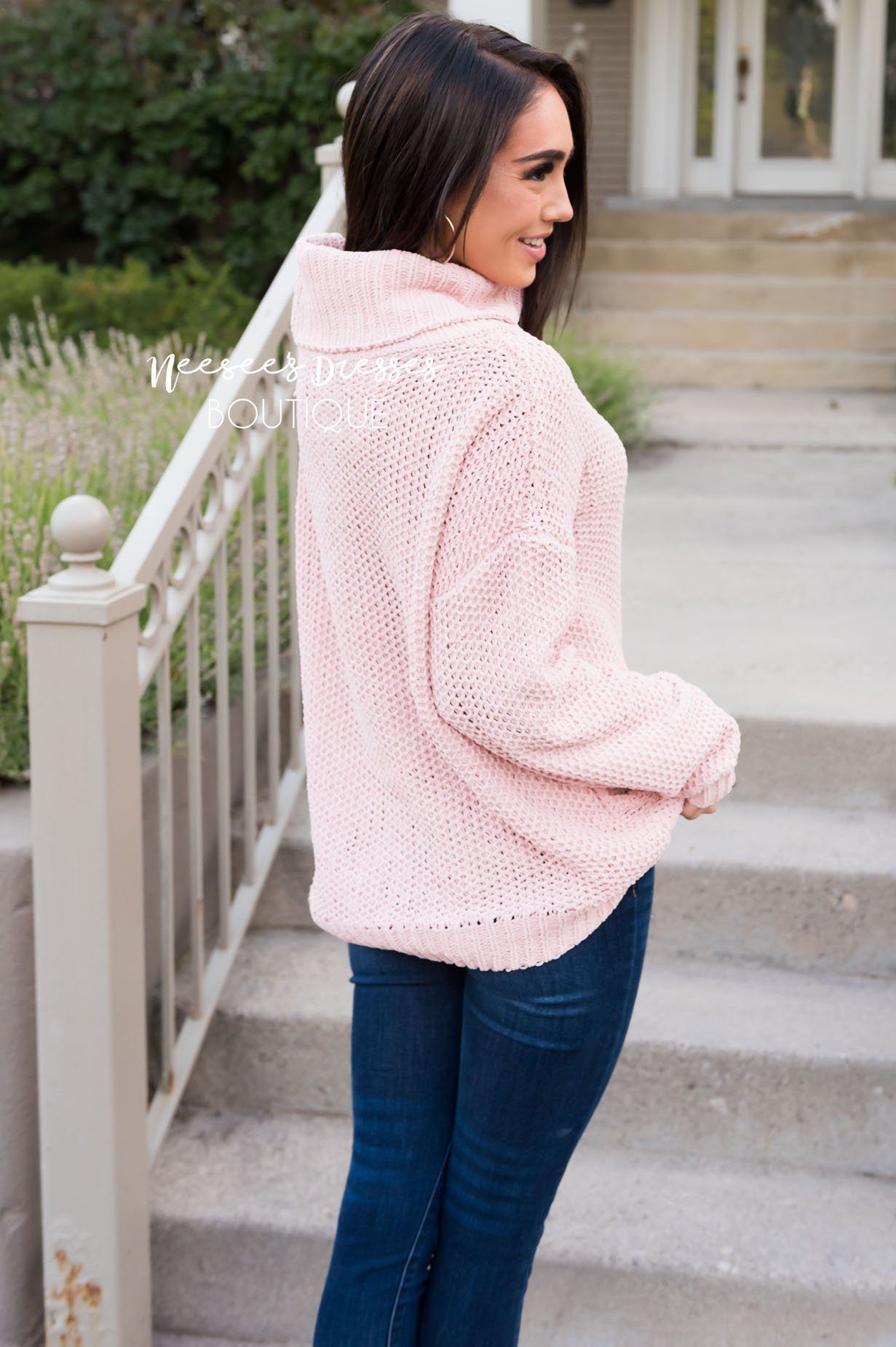 On The Hunt Modest Waffle Knit Sweater