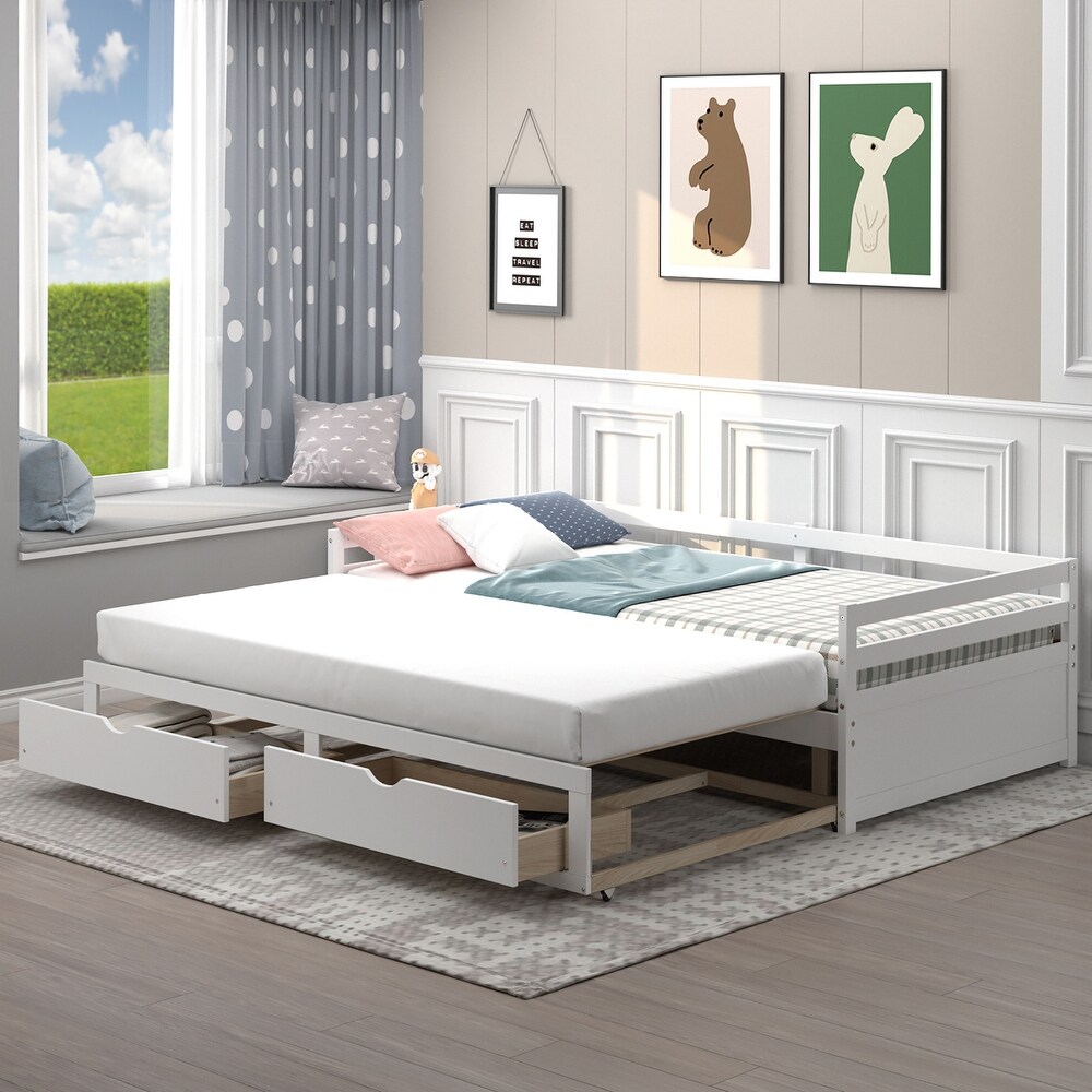 Costway Twin to King Daybed with 2 Drawers Wooden Sofa Bed for   See Details