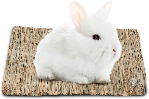 SunGrow Natural Grass Chew Mat and Hay Bedding Cage Rabbit， Guinea Pig， and Small Pet Accessories