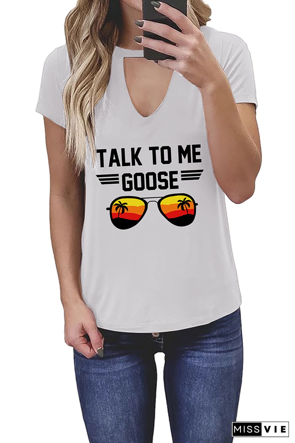 Talk To Me Goose Graphic Tees for Women Wholesale Short Sleeve T shirts Top