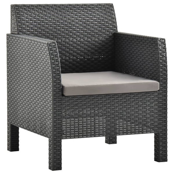 3 Piece Patio Lounge Set with Cushions PP Rattan Anthracite - Overstock - 36226285