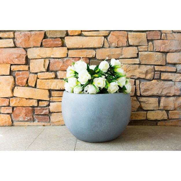 Kante Lightweight Outdoor Concrete Bowl Planter Slate Gray Rosemead Home amp Garden Inc