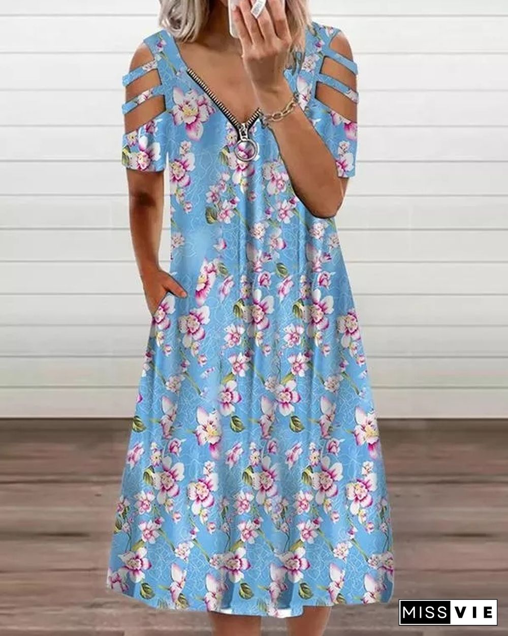 Women's Floral Print Off-the-shoulder Dress