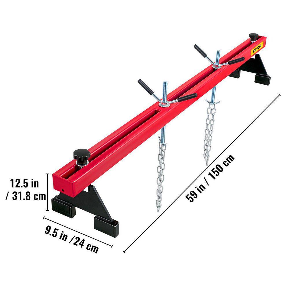 VEVOR Engine Support Bar 1100 lbs. Capacity Engine Transverse Bar Engine Hoist 2 Point Lift Holder Hoist Dual Hooks FDJZCG1100LBSJTOPV0