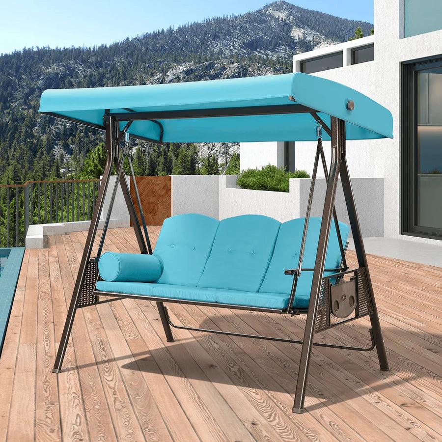Clearance – PURPLE LEAF Outdoor Adjustable Canopy Swing Patio Porch Swing with Cushions and Pillow
