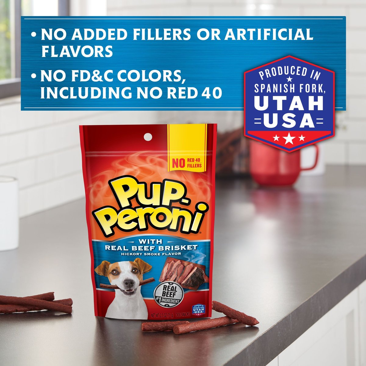 Pup-Peroni Real Beef Brisket Hickory Smoke Flavor Dog Treats， 5.6-oz bag， case of 8