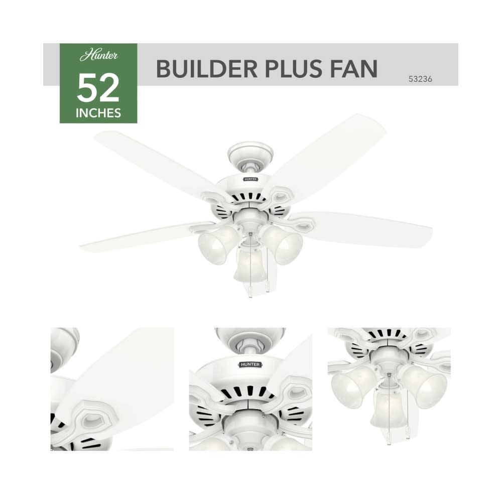 Hunter Builder Plus Ceiling Fan 52 Snow White Snow White ;