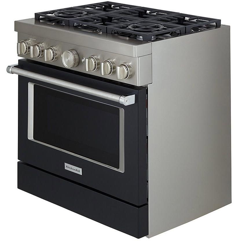 KitchenAid 36-inch Freestanding Gas Range with Even-Heat? True Convection KFGC506JBK