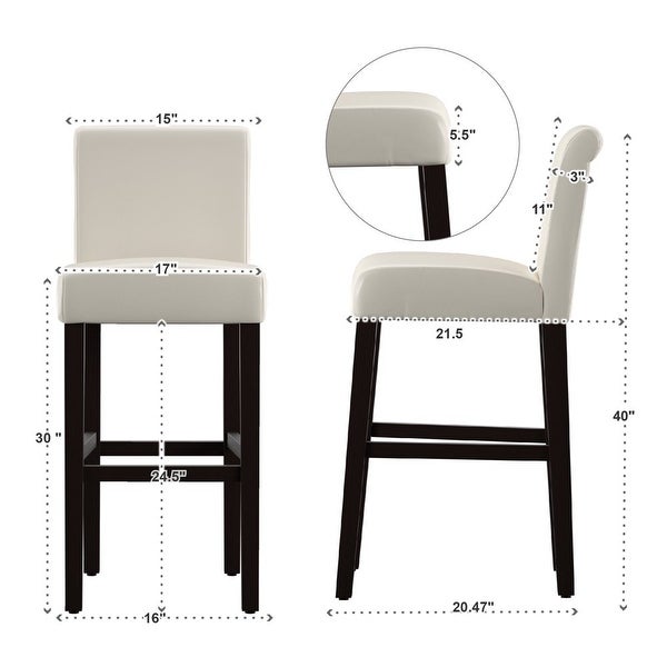 Arica Bar Stool， White， Set of 2 - as show