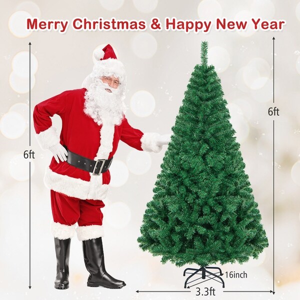 6 Feet Artificial PVC Hinged Christmas Tree with Solid Metal Stand