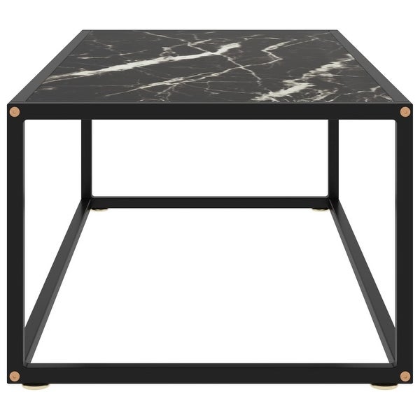 Coffee Table Black with Black Marble Glass 39.4