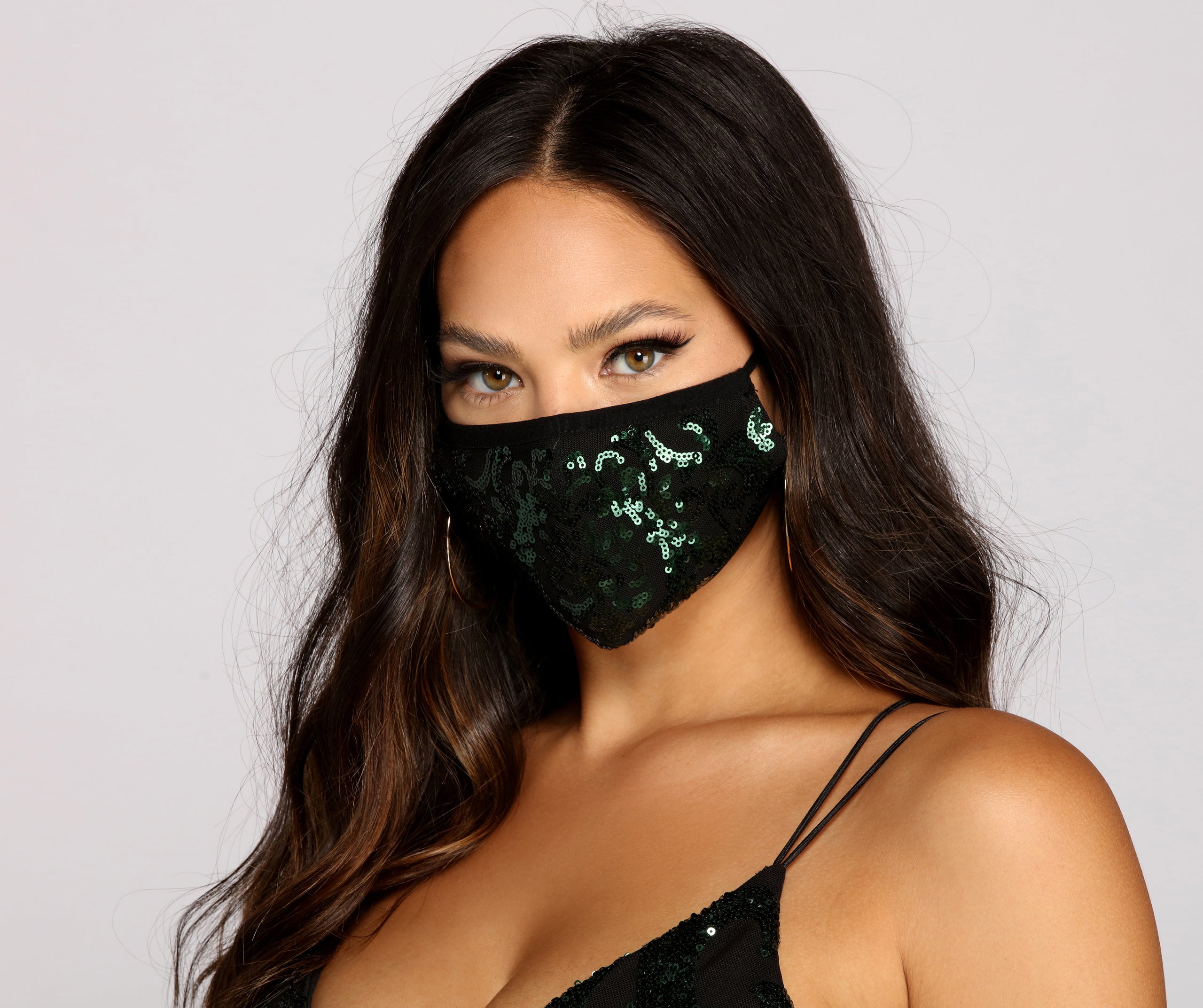 Sequin Scroll Print Face Mask