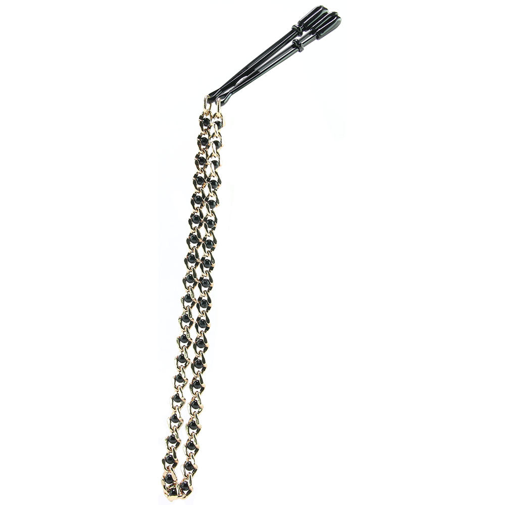 Black Tweezer Nipple Clamps with Beaded Chain