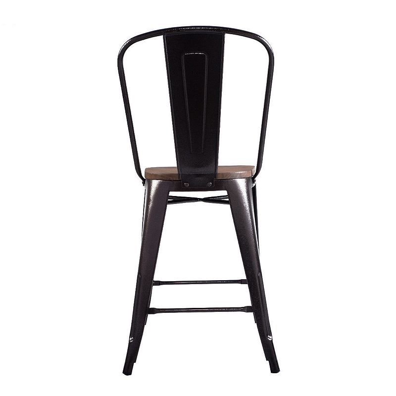 Set of 4 Industrial Metal Counter Stool Dining Chairs with Removable Backrests