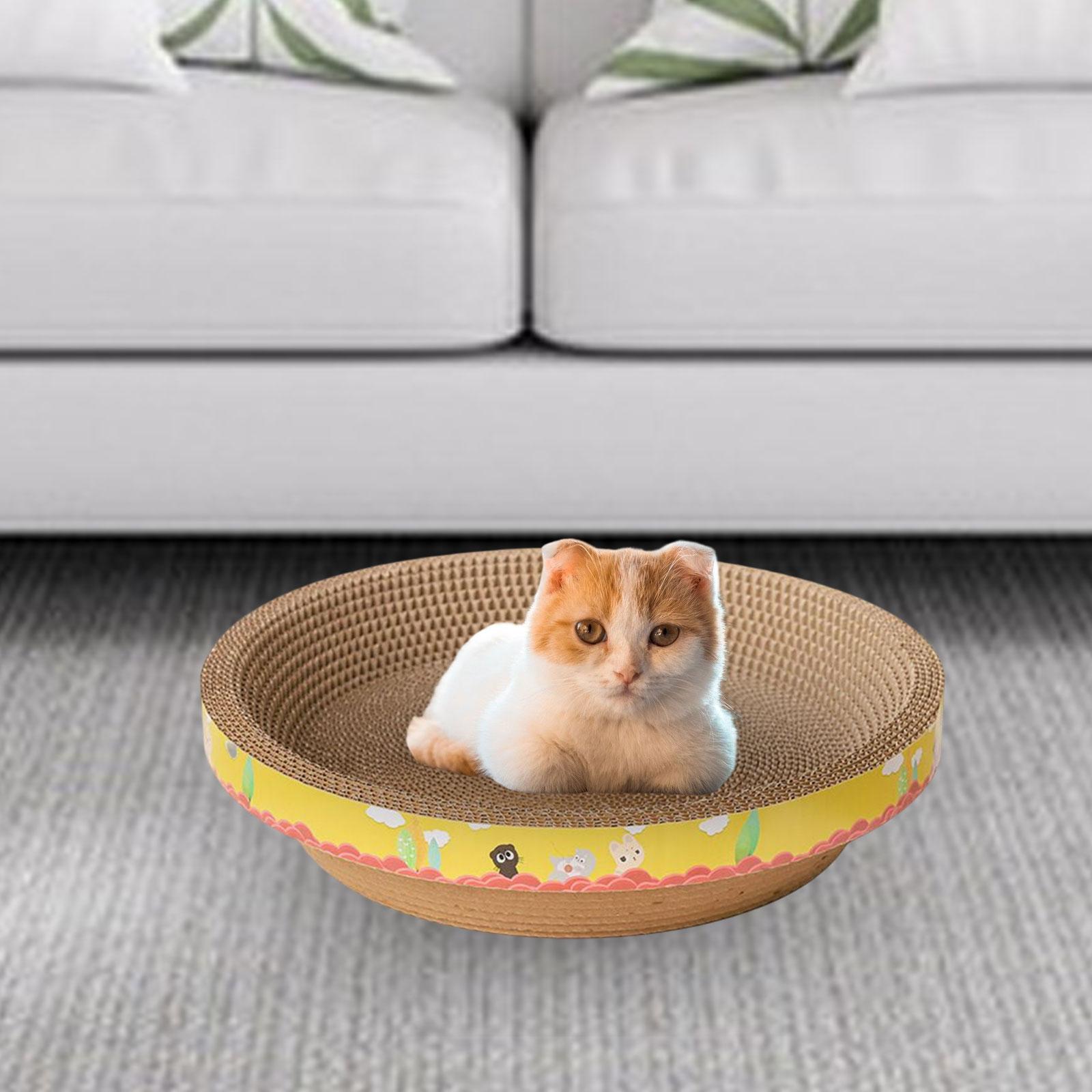 2Pcs Cat Scratcher Cardboard Scratching Bed Wear Resistant Nest Sofa Corrugated Scratch Pad for Small Medium Large Cats， Playing， Kitty Kitten 32cmx9cm 50cmx12cm Yellow