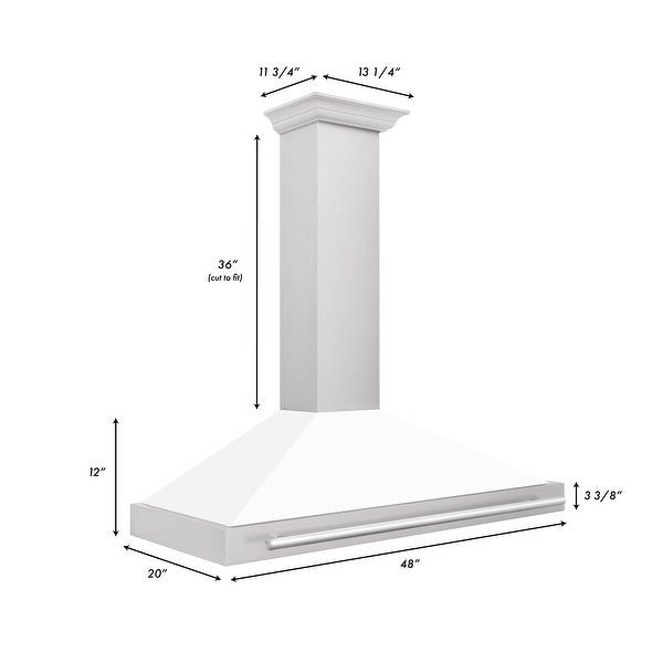 ZLINE Stainless Steel Range Hood with White Matte Shell and Stainless Steel Handle (KB4STX-WM)