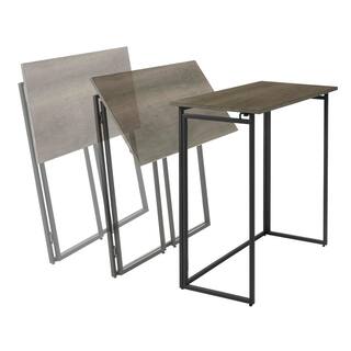 StyleWell 30 in. Rectangular Black Metal Folding Writing Desk with Grey Wood Top ST9252B