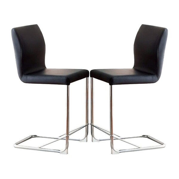 Set of 2 Dining Chairs in Black and Chrome Finish