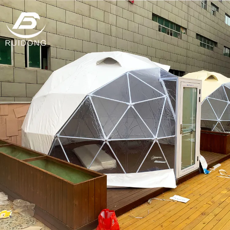 4m Width Mini White Transparent UV Resistance Half Dome Tents For Outdoor Camping 1 2 people