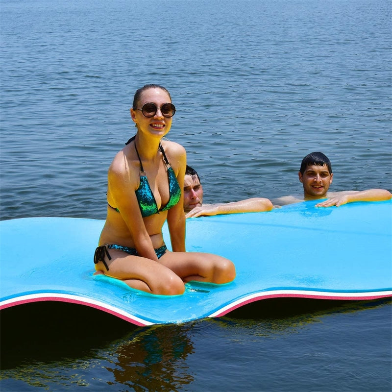 18' x 6' 3 Layer Tear-Resistant XPE Foam Floating Water Pad for Beach - Light Blue