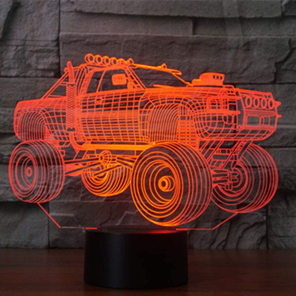 Abstractive 3d Suv Monster Truck Optical Illusion Night Light 7 Color Change Touch Switch Usb Powered Led Halloween Desk Lamp For Holiday Birthday Gif