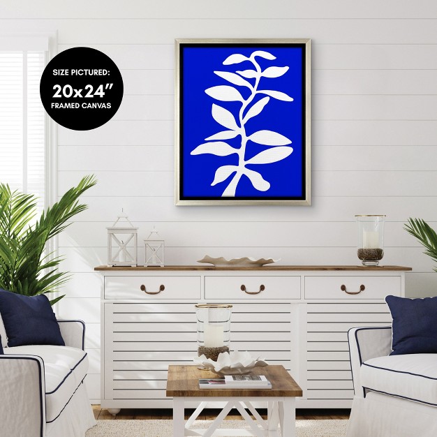 Americanflat Blue Stem By Louise Robinson Floating Canvas Frame Modern Wall Art Decor