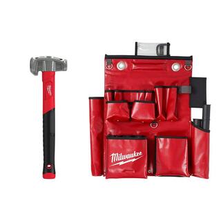 MW Lineman's Compact Aerial Tool Apron with 36 oz. 4-In-1 Lineman's Hammer 48-22-9040-48-22-8291