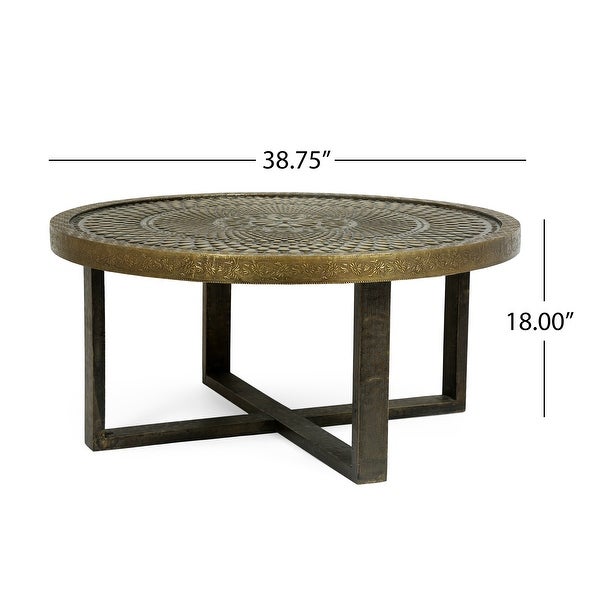 Cohutta Indoor Handcrafted Embossed Coffee Table by Christopher Knight Home