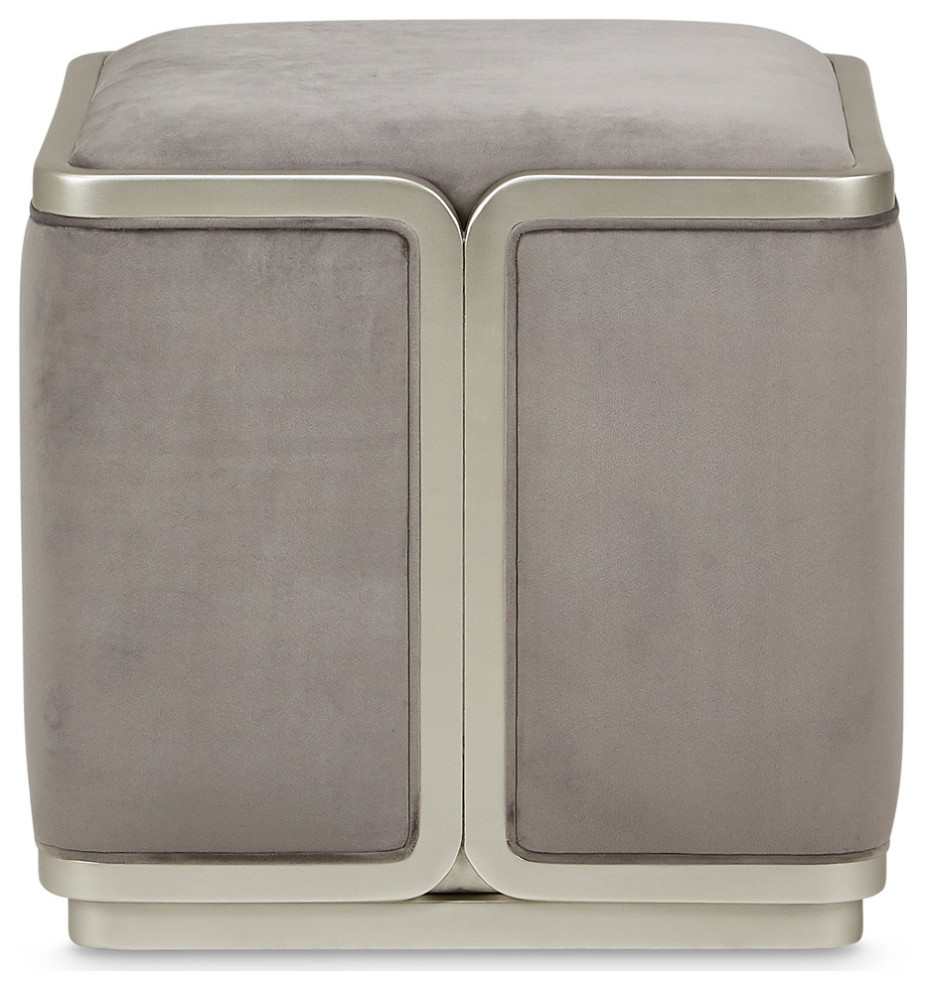 Linea Ottoman   Gray Pearl/Silver Mist   Contemporary   Footstools And Ottomans   by Michael Amini  Houzz