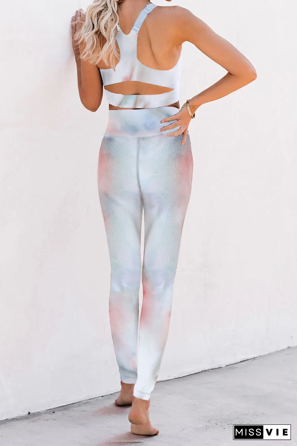 Tie-dye Print Sport Bra Pants Set