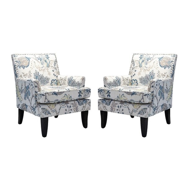 Akorda Classic Patterned Upholstered Nailhead Trim Armchairs Set of 2 by HULALA HOME