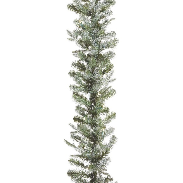 Noma Frosted Fir 9 Foot Pre Lit 290 Pe And Pvc Pine Needle Christmas Garland Indoor And Covered Outdoor Home Holiday Mantle Decor