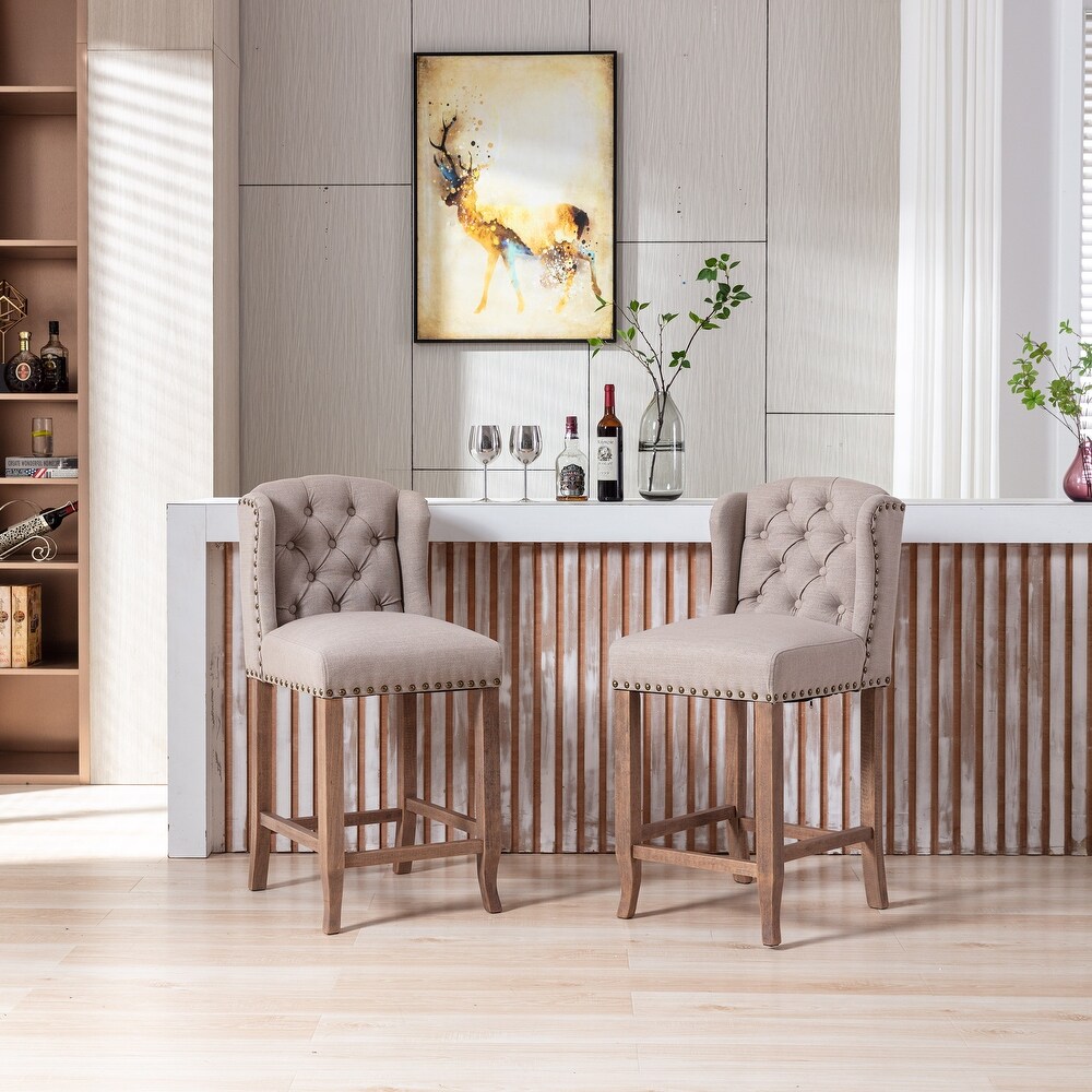 Bar Chairs with Tufted Upholstered Set of 2