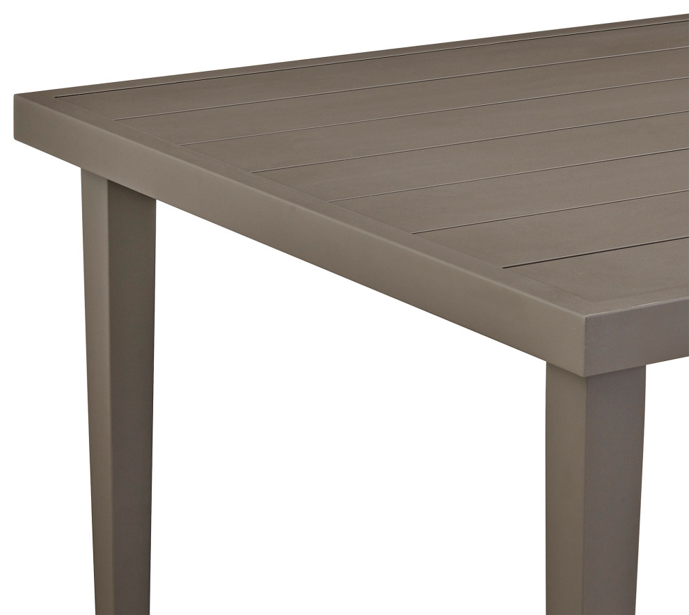 Silvana Outdoor Aluminum Gray Rectangle Dining Table   Transitional   Outdoor Dining Tables   by BisonOffice  Houzz