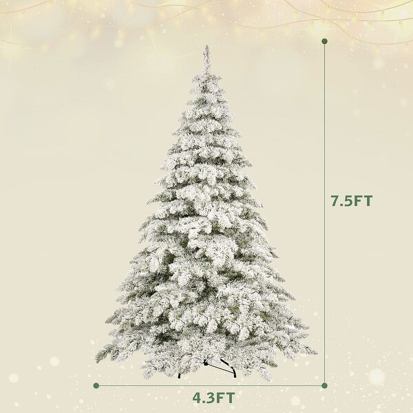 7.5Foot Artificial Christmas Tree with 400 LED Lights and Snow Flocked Branches