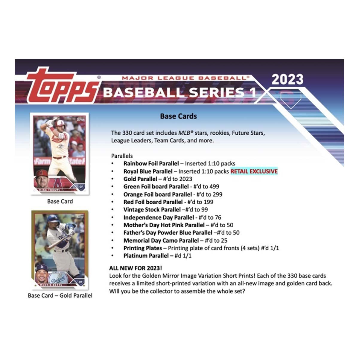 2023 Topps MLB Series 1 Baseball Trading Card Hanger Box