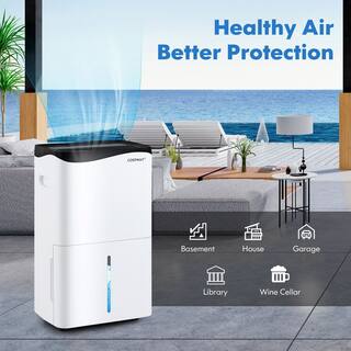 Costway 100-Pint Dehumidifier for Home  Basements wSmart App Alexa Control ES10106US-WH