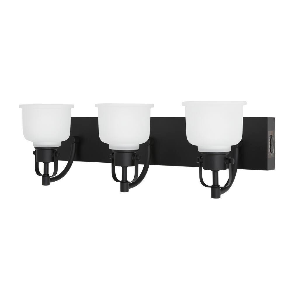 Home Decorators Collection Rockhill 22.07 in. 3-Light Black LED Vanity Light Dark LED 51779