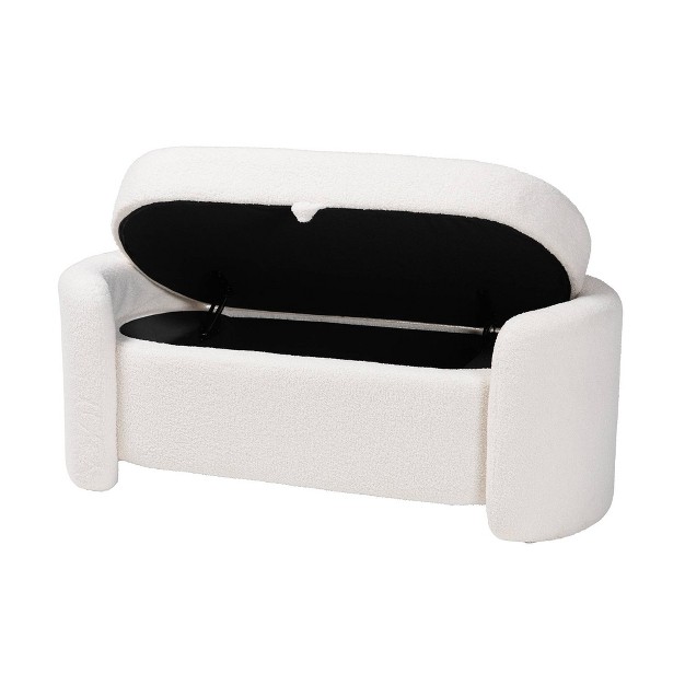 Oakes Boucle Upholstered Storage Bench Ivory Baxton Studio