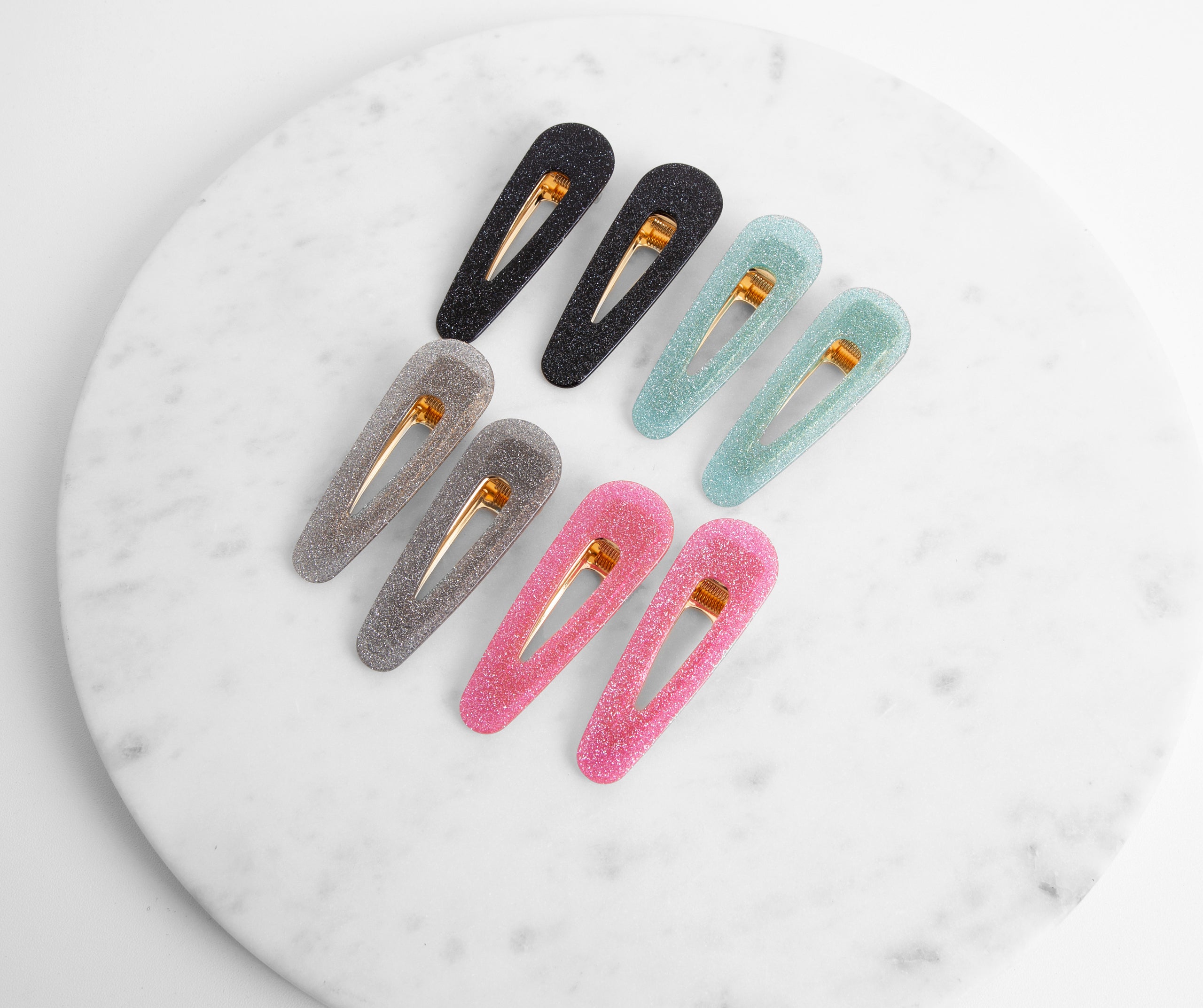 Eight Pack Glitter Acrylic Hair Clips