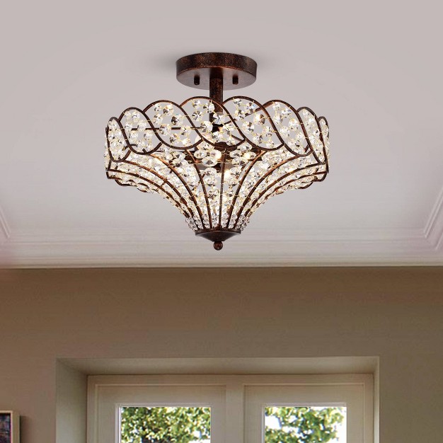 X 16 quot X 13 quot Maica 4 Light Abstract Crystal And Metal Semi Flush Mount Brown Warehouse Of 