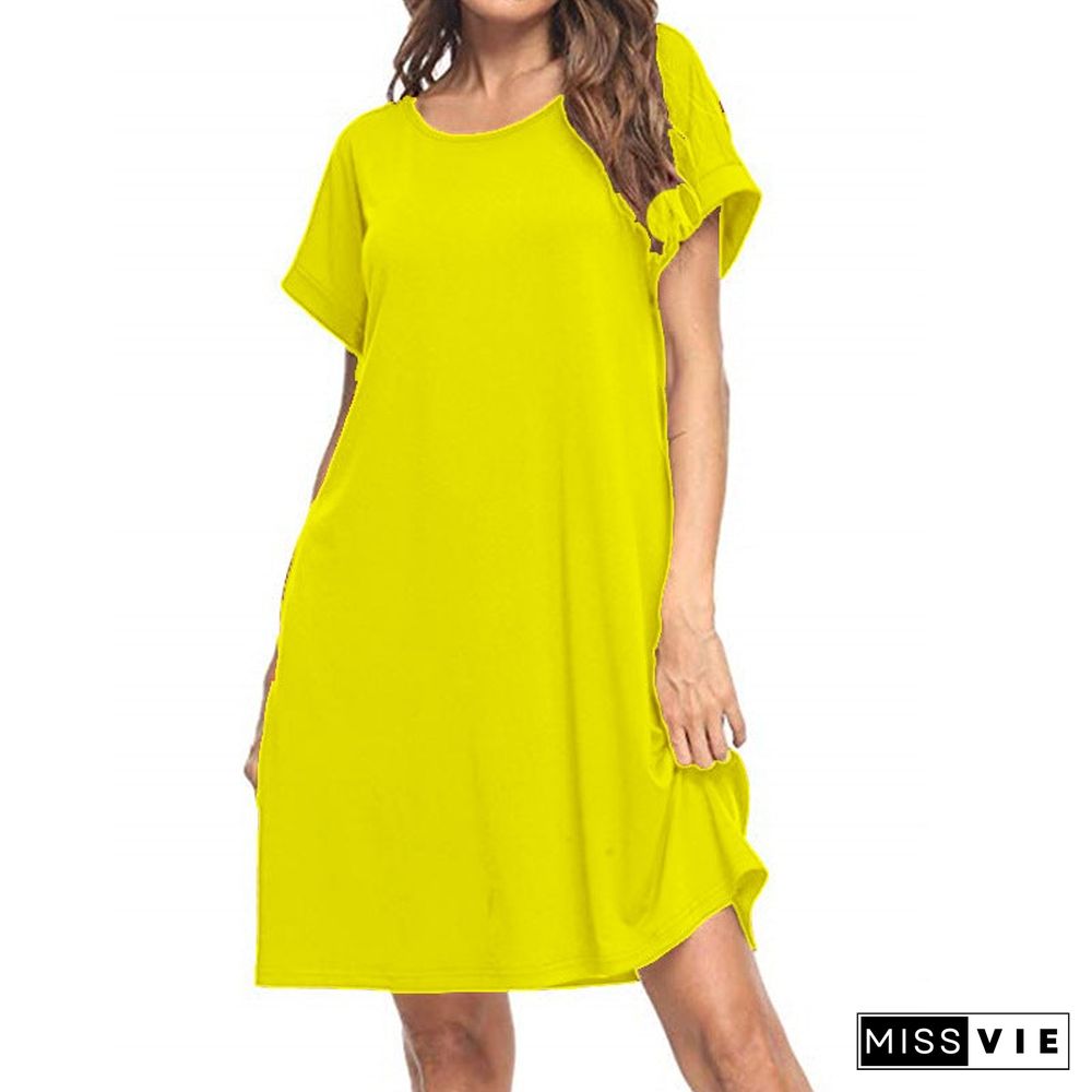 Women's Solid Color T-shirt Dress