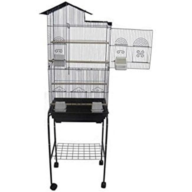 YML 1754-4724BLK Bar Spacing Villa Top Bird Cage with standand#44; Black