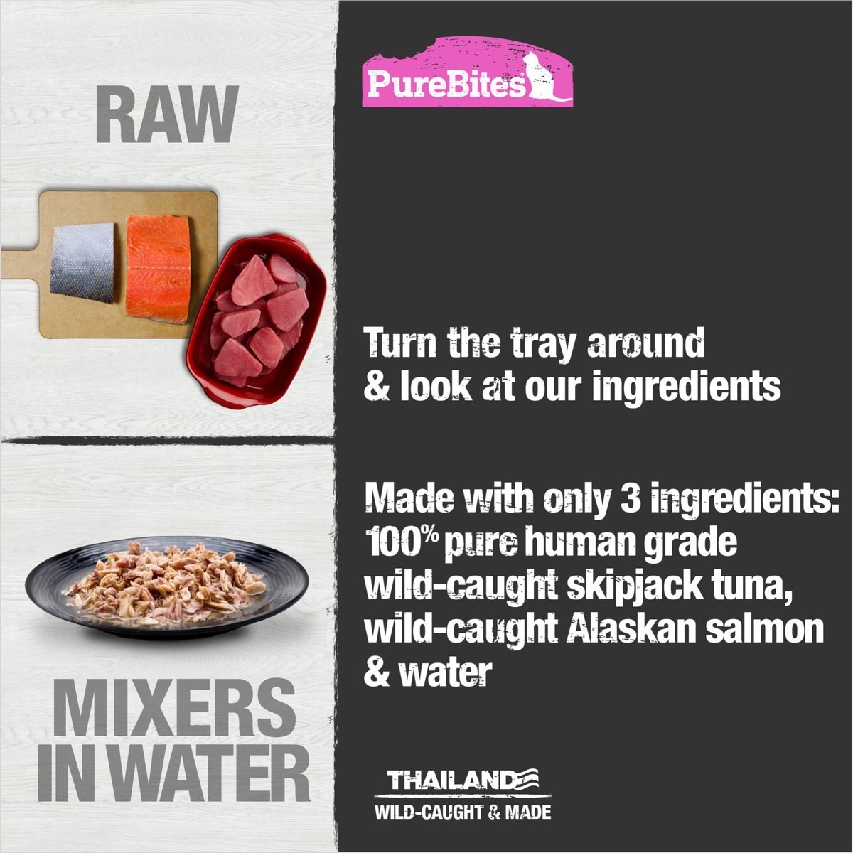 PureBites Mixers 100% Tuna and Salmon in Water Grain-Free Cat Food Trays