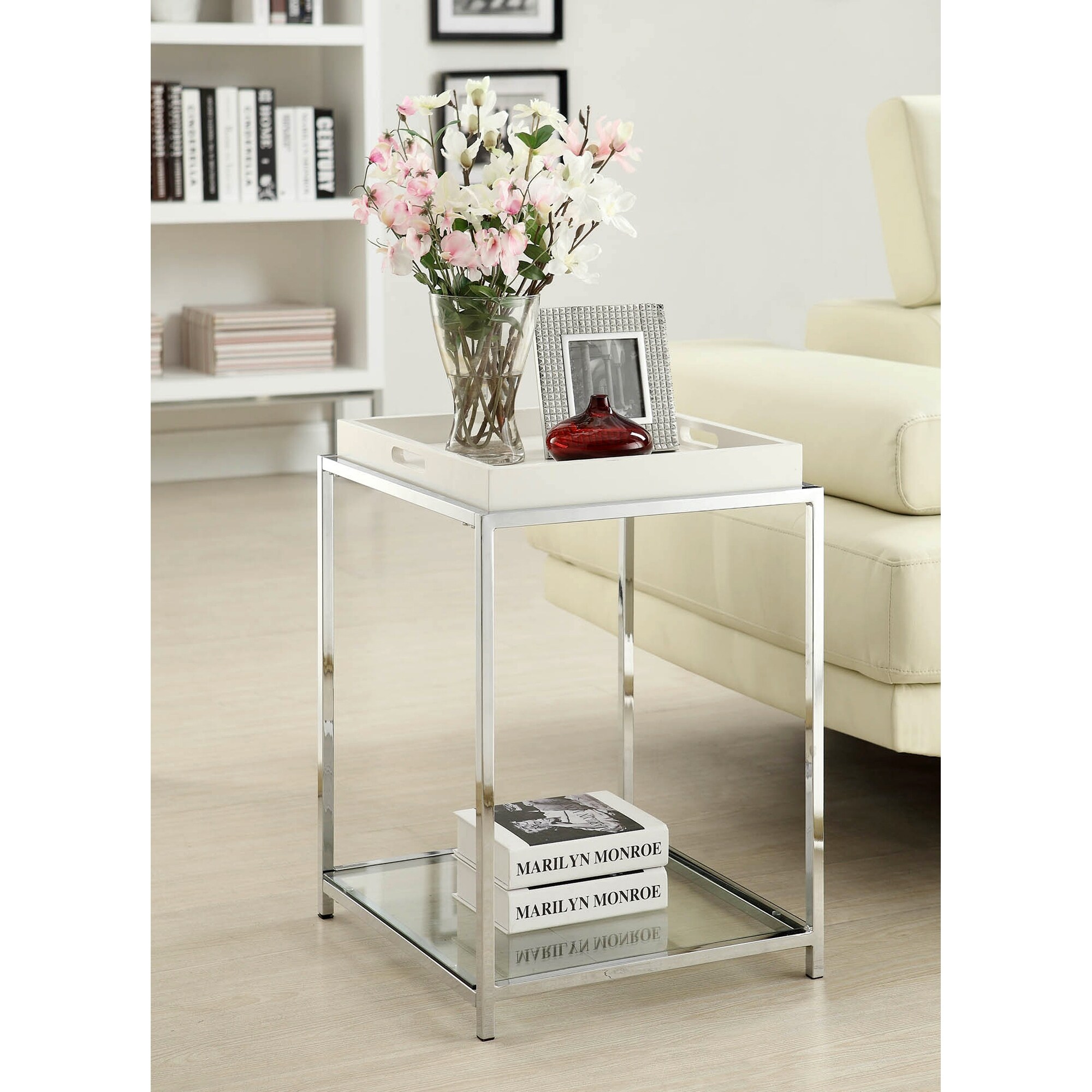 Silver Orchid Makay Vintage Glam End Table with Removable Tray