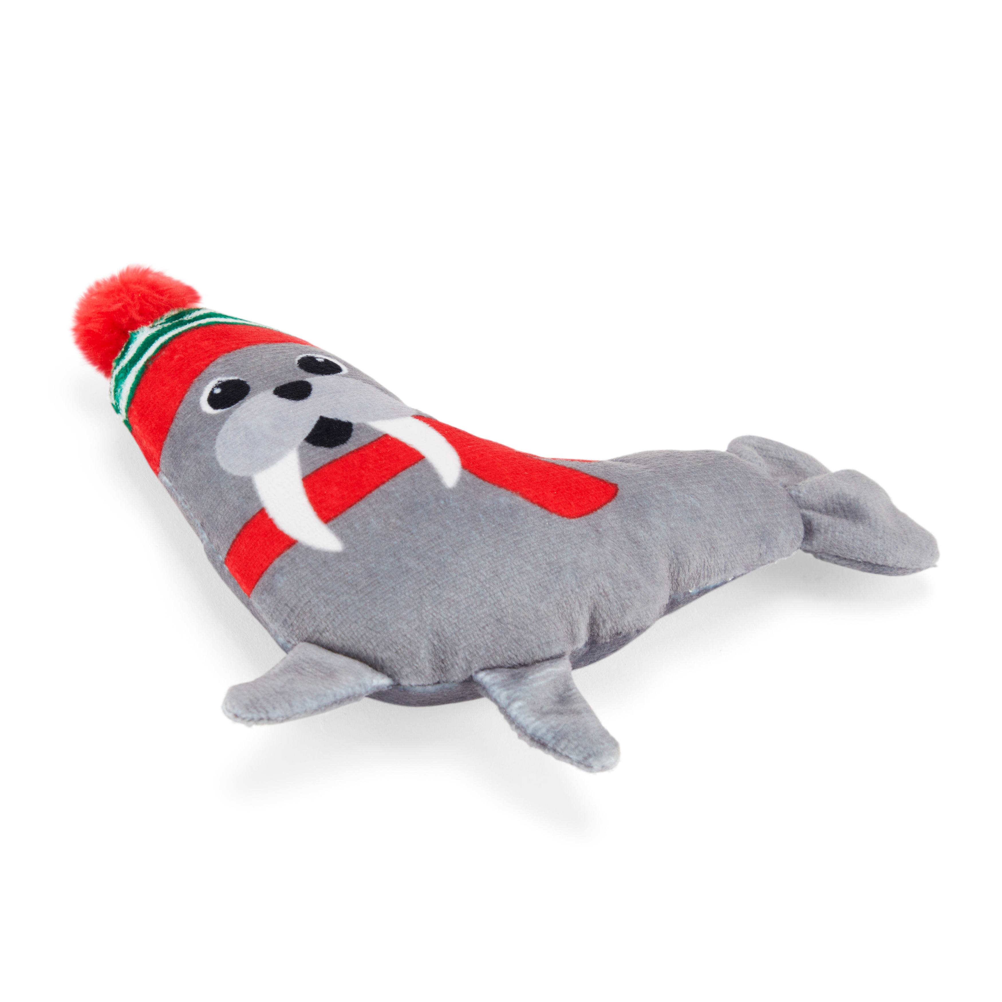 MORE AND MERRIER Plush Walrus Dog Toy， X-Small